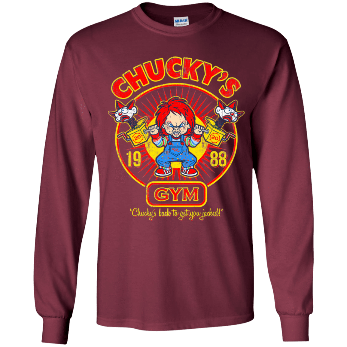 T-Shirts Maroon / YS Chucky's Gym Youth Long Sleeve T-Shirt