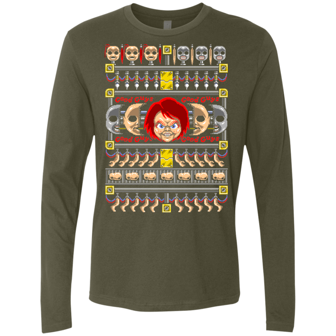 T-Shirts Military Green / Small Chucky ugly sweater Men's Premium Long Sleeve
