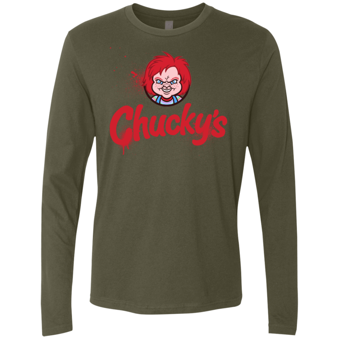 T-Shirts Military Green / S Chuckys Logo Men's Premium Long Sleeve