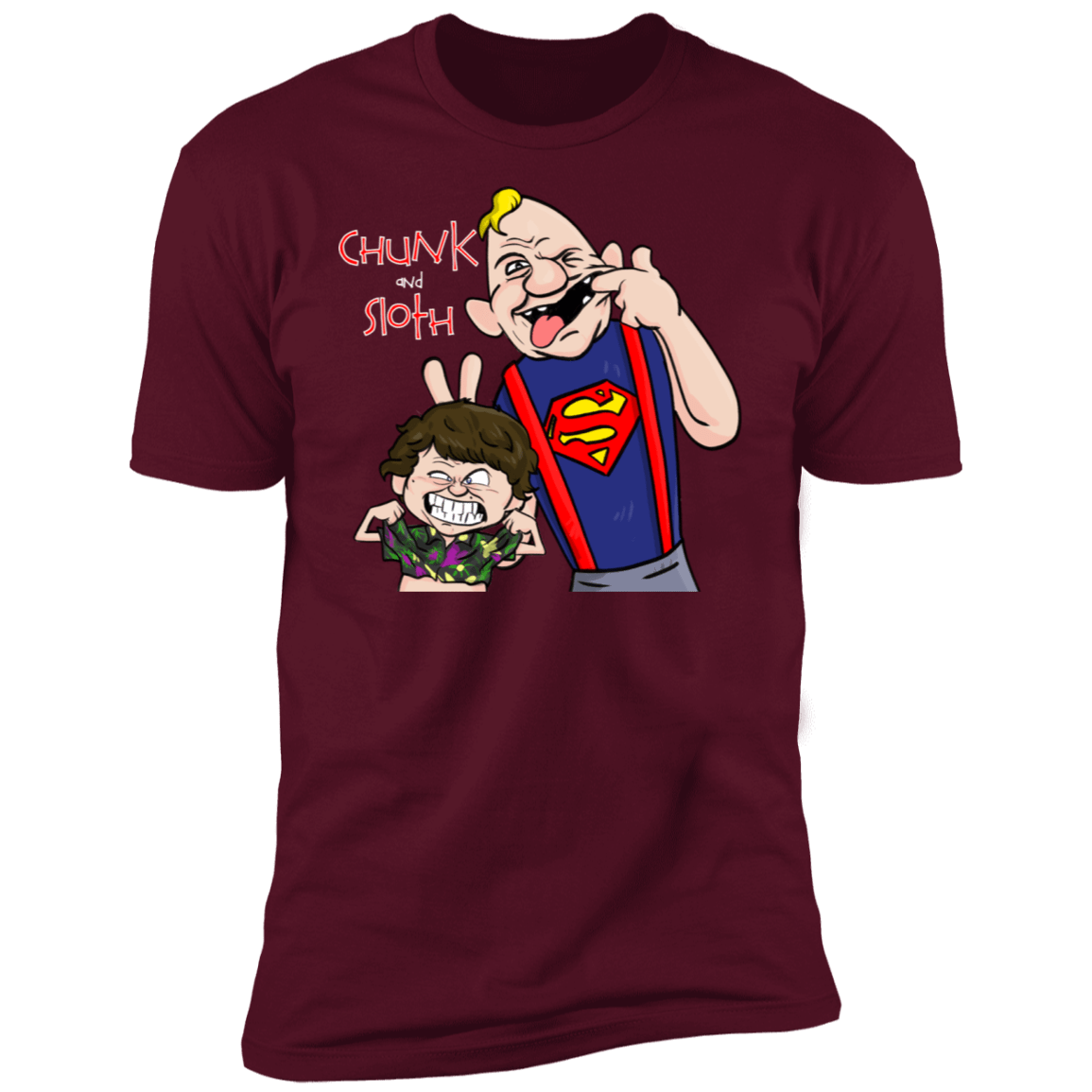 T-Shirts Maroon / S Chunk And Sloth Men's Premium T-Shirt