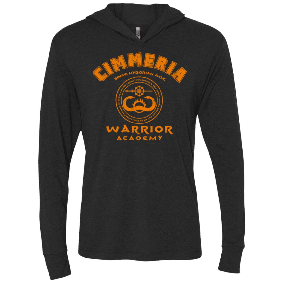 T-Shirts Vintage Black / X-Small Cimmeria Warrior Academy Triblend Long Sleeve Hoodie Tee