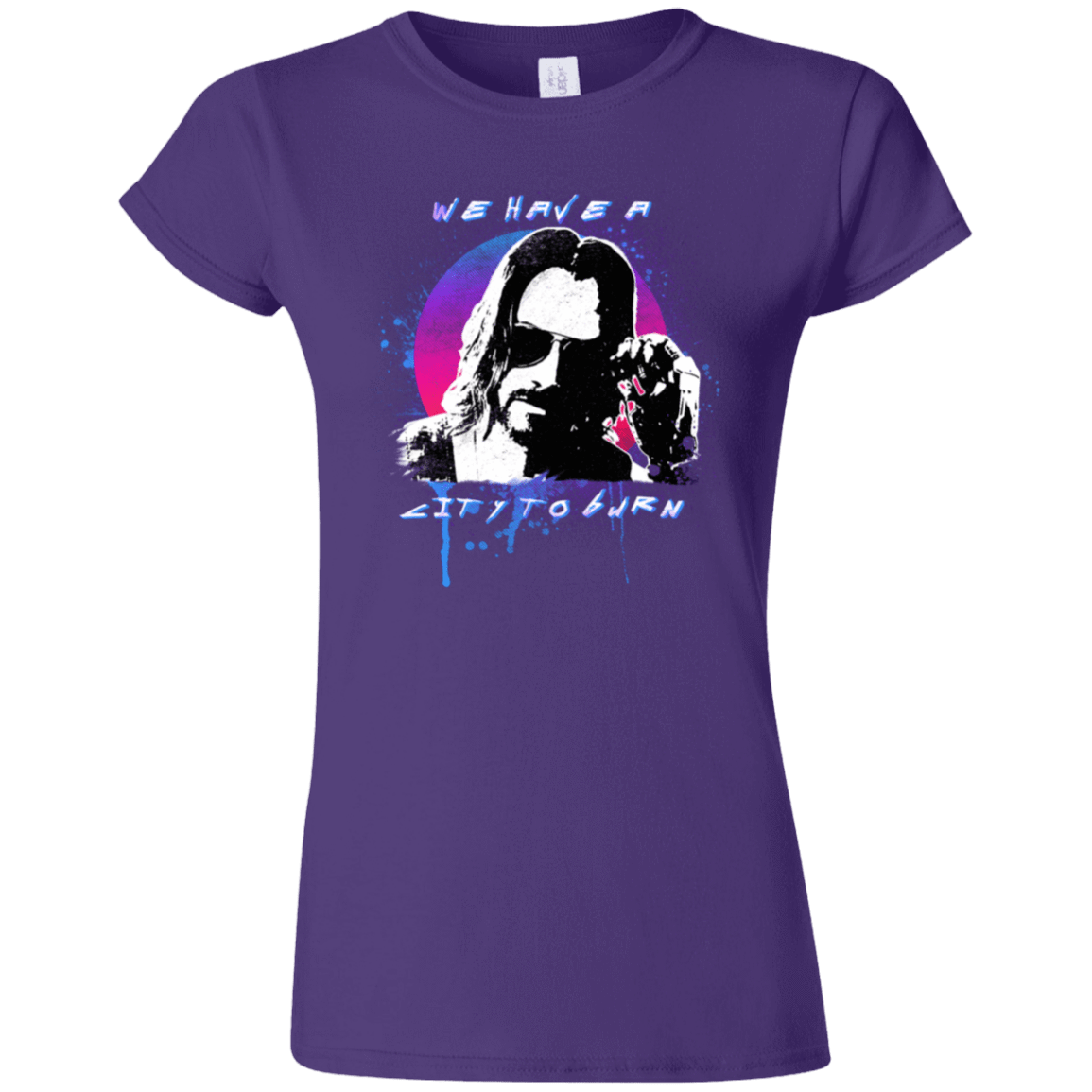 T-Shirts Purple / S City to Burn Cyberpunk 2077 Junior Slimmer-Fit T-Shirt