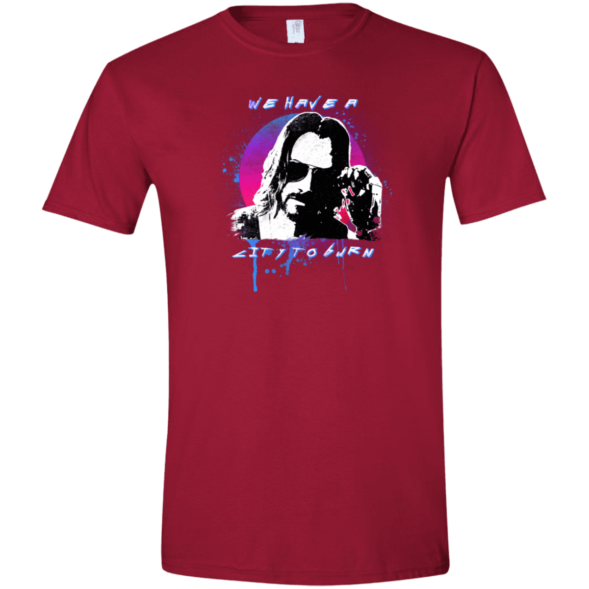 T-Shirts Cardinal Red / S City to Burn Cyberpunk 2077 Men's Semi-Fitted Softstyle