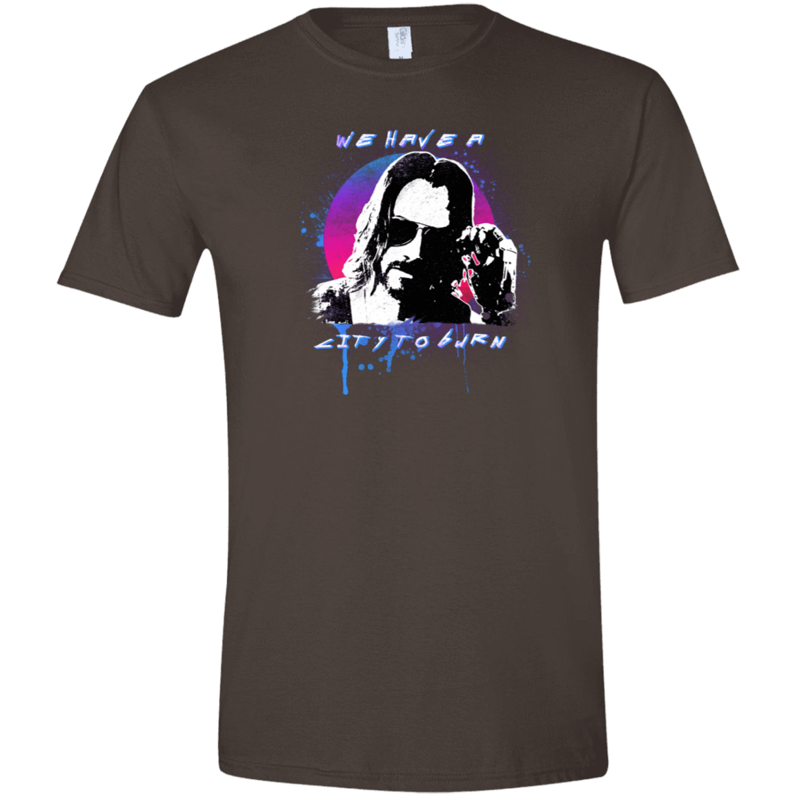 T-Shirts Dark Chocolate / S City to Burn Cyberpunk 2077 Men's Semi-Fitted Softstyle