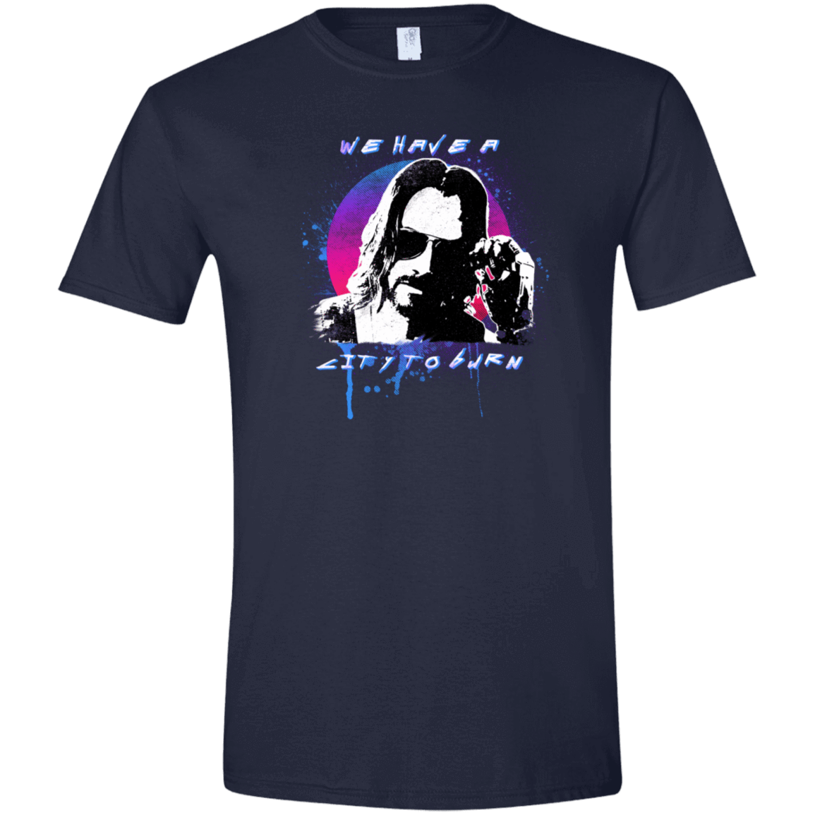 T-Shirts Navy / X-Small City to Burn Cyberpunk 2077 Men's Semi-Fitted Softstyle