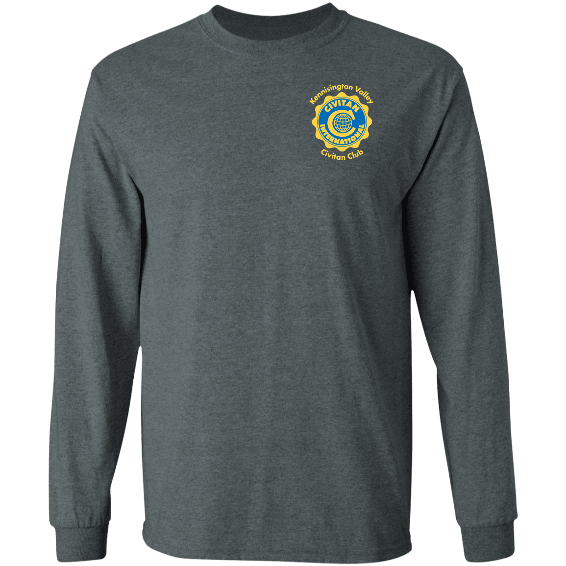 T-Shirts Dark Heather / S Civitan Front-Rear Printed Gildan LS T-Shirt