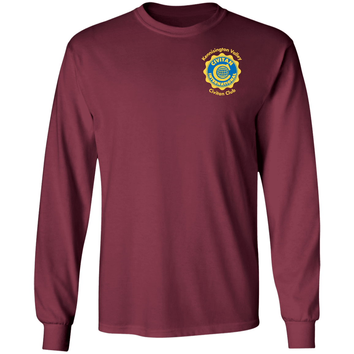 T-Shirts Maroon / S Civitan Front-Rear Printed Gildan LS T-Shirt