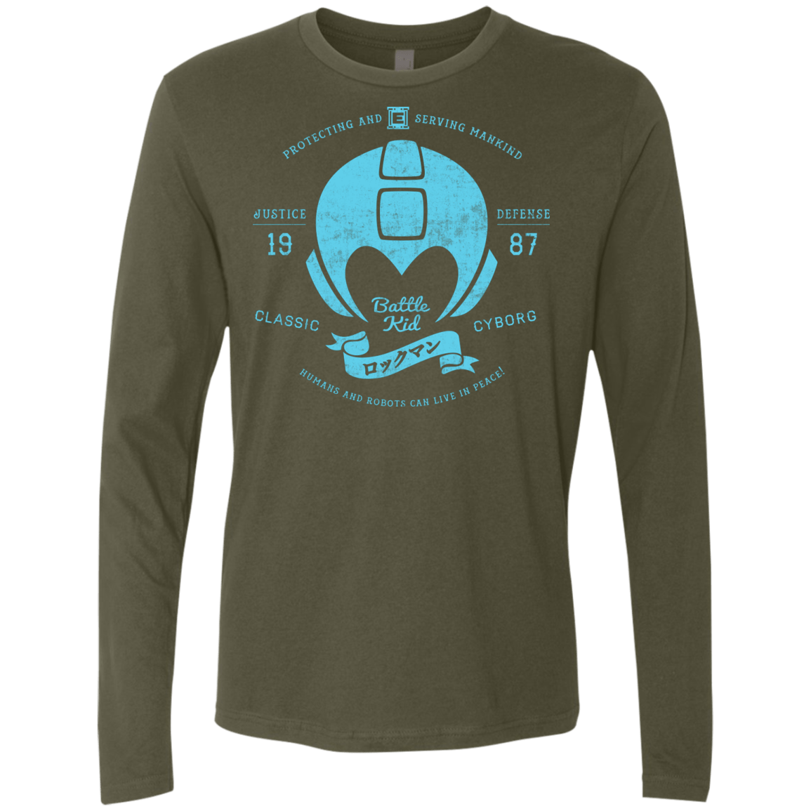 T-Shirts Military Green / S Classic Cyborg 600 Men's Premium Long Sleeve
