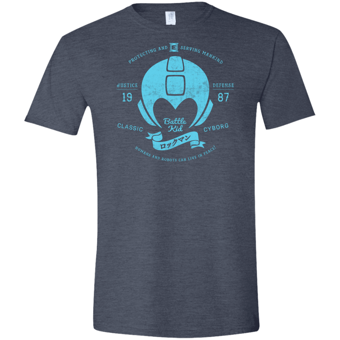 T-Shirts Heather Navy / S Classic Cyborg 600 Men's Semi-Fitted Softstyle