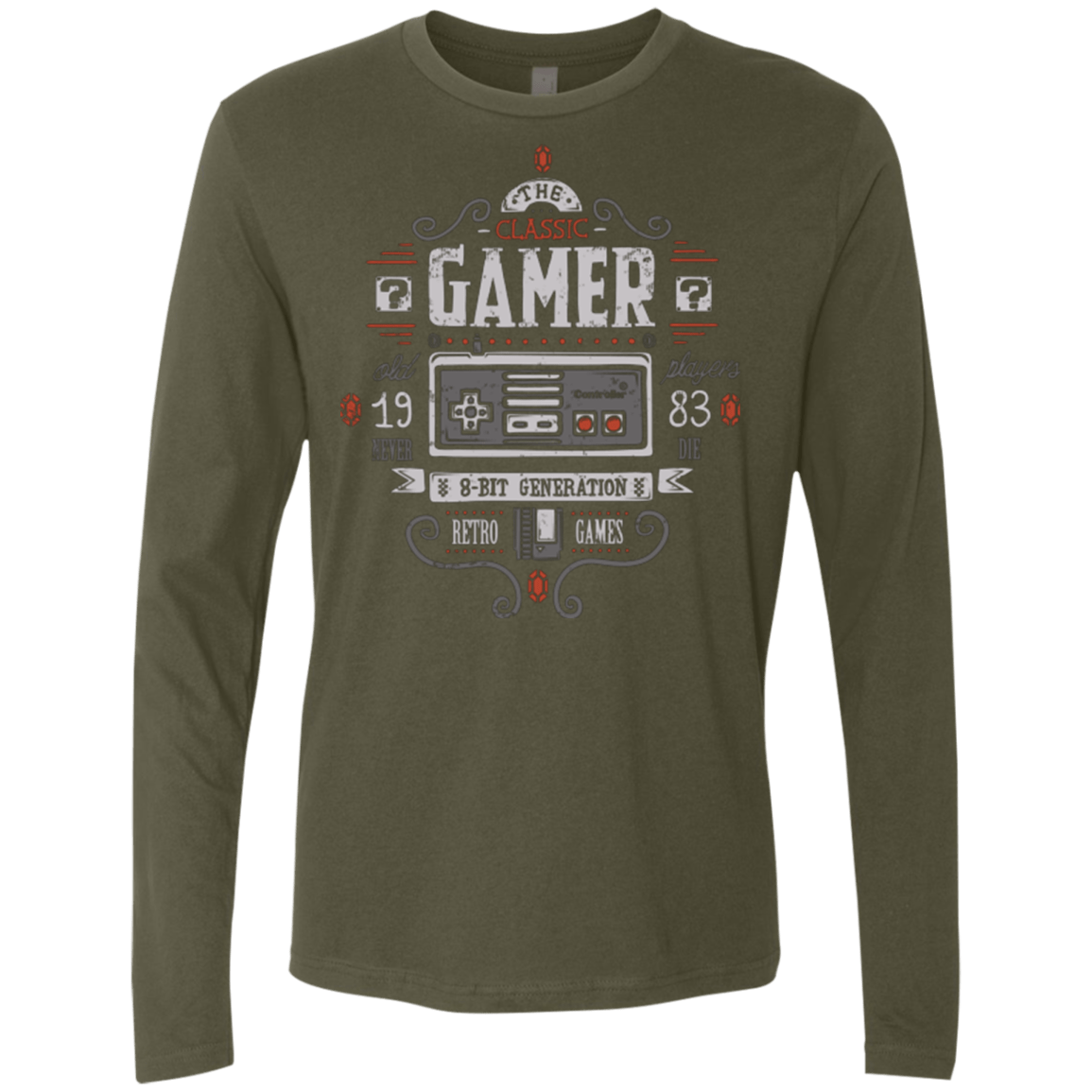 T-Shirts Military Green / Small Classic Gamer Men's Premium Long Sleeve