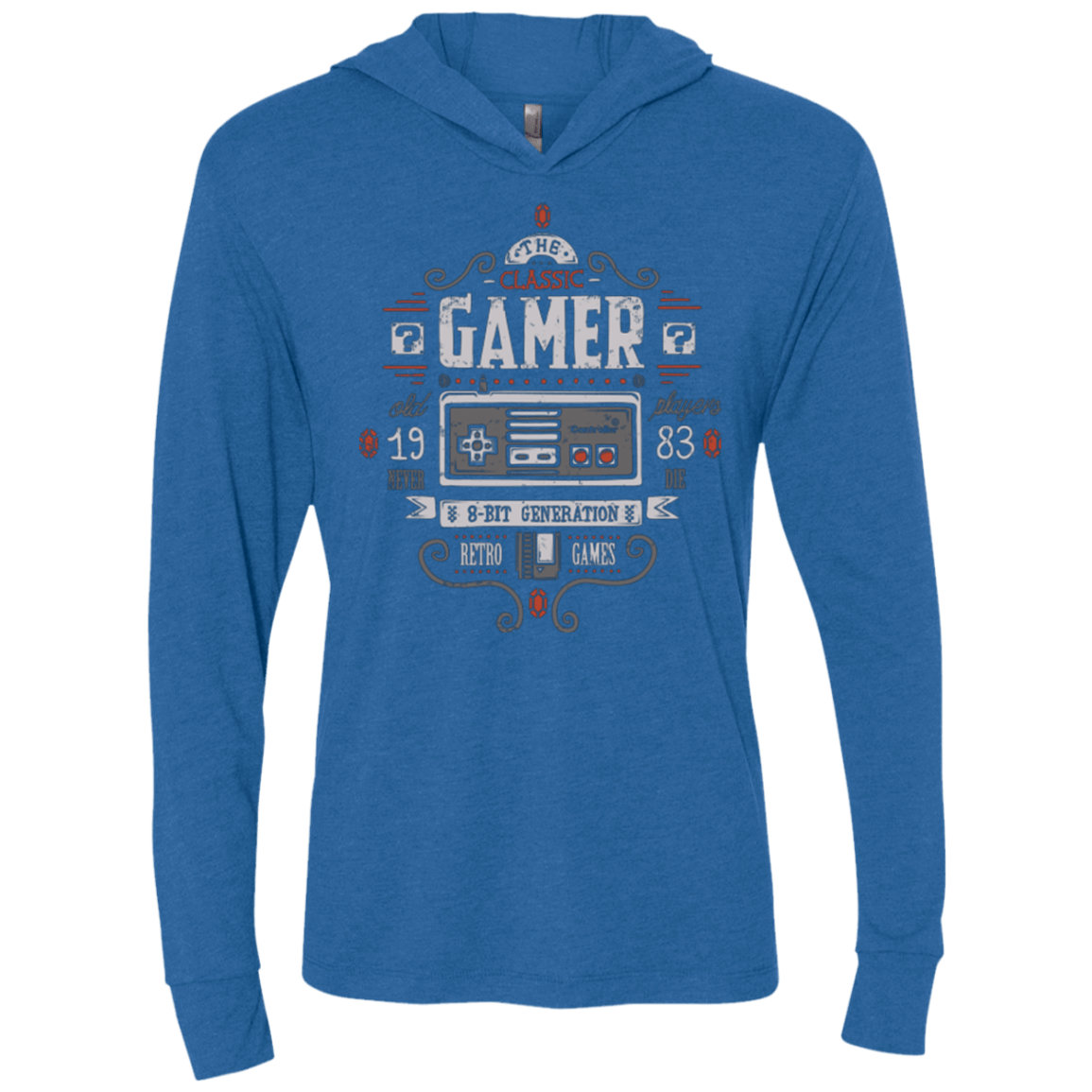 T-Shirts Vintage Royal / X-Small Classic Gamer Triblend Long Sleeve Hoodie Tee