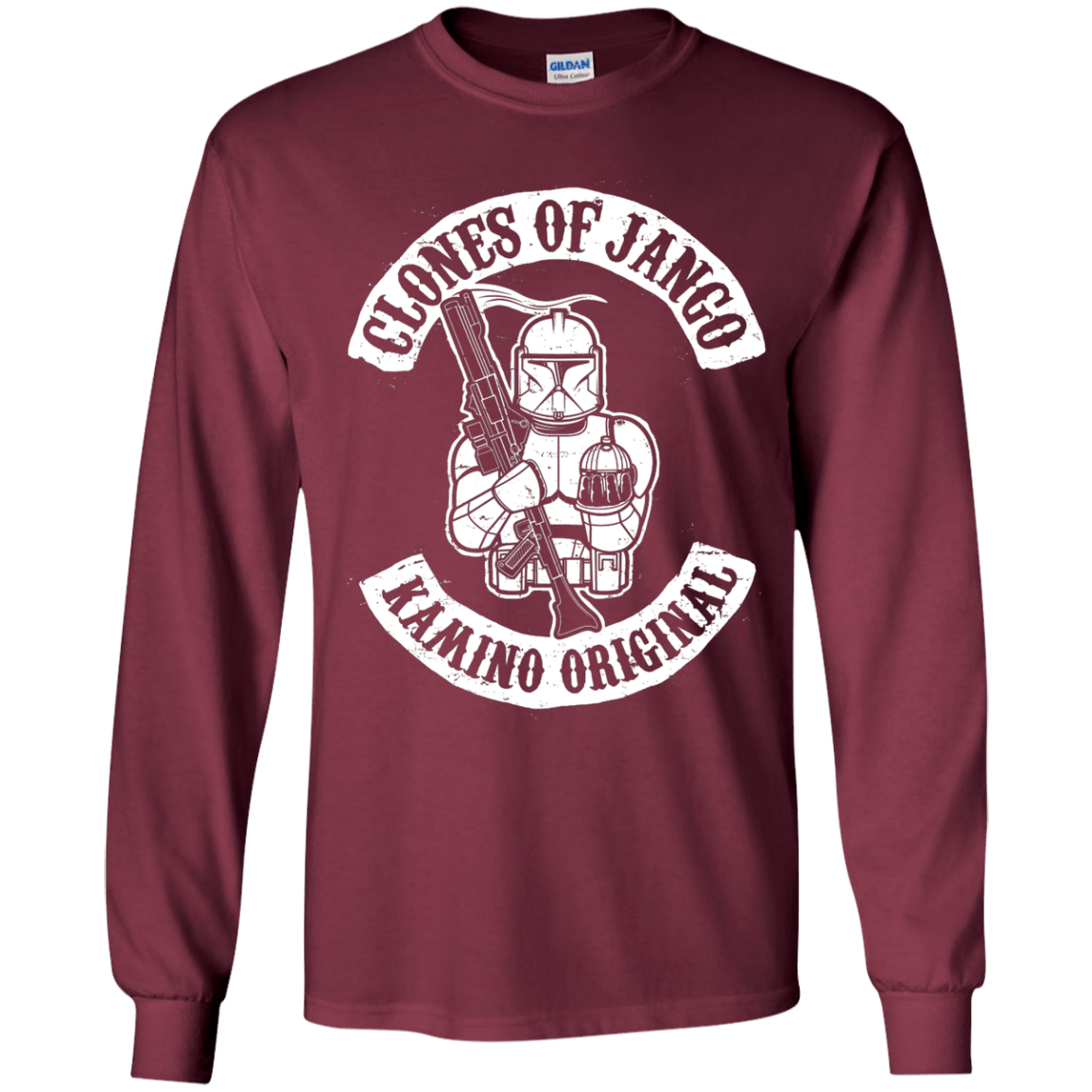 T-Shirts Maroon / YS Clones of Jango Youth Long Sleeve T-Shirt