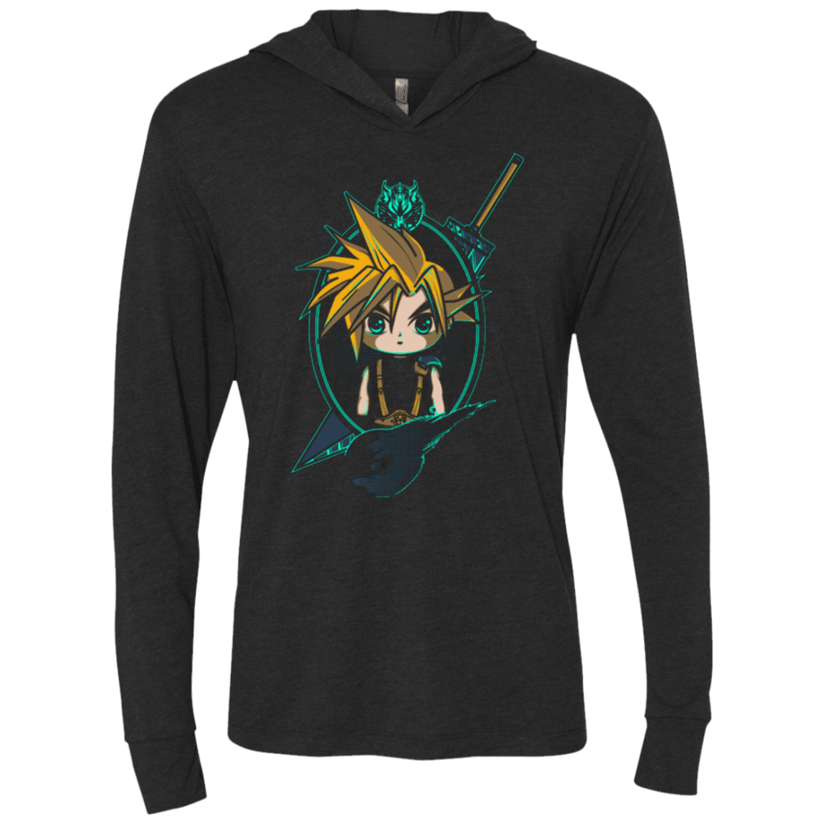 T-Shirts Vintage Black / X-Small Cloud Portrait Triblend Long Sleeve Hoodie Tee