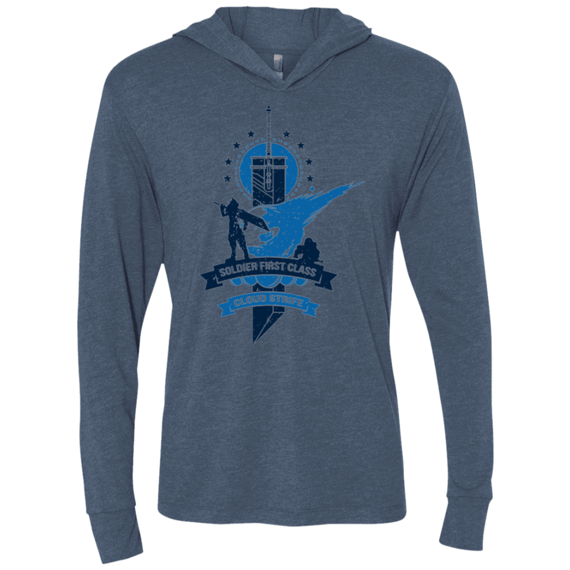 T-Shirts Indigo / X-Small Cloud Strife White Triblend Long Sleeve Hoodie Tee