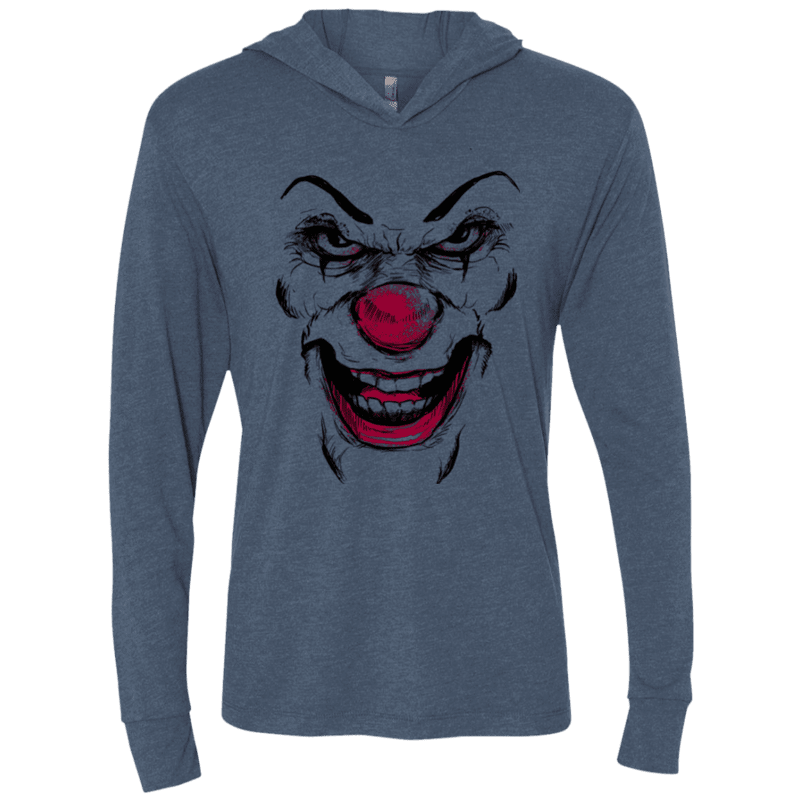 T-Shirts Indigo / X-Small Clown Face Triblend Long Sleeve Hoodie Tee