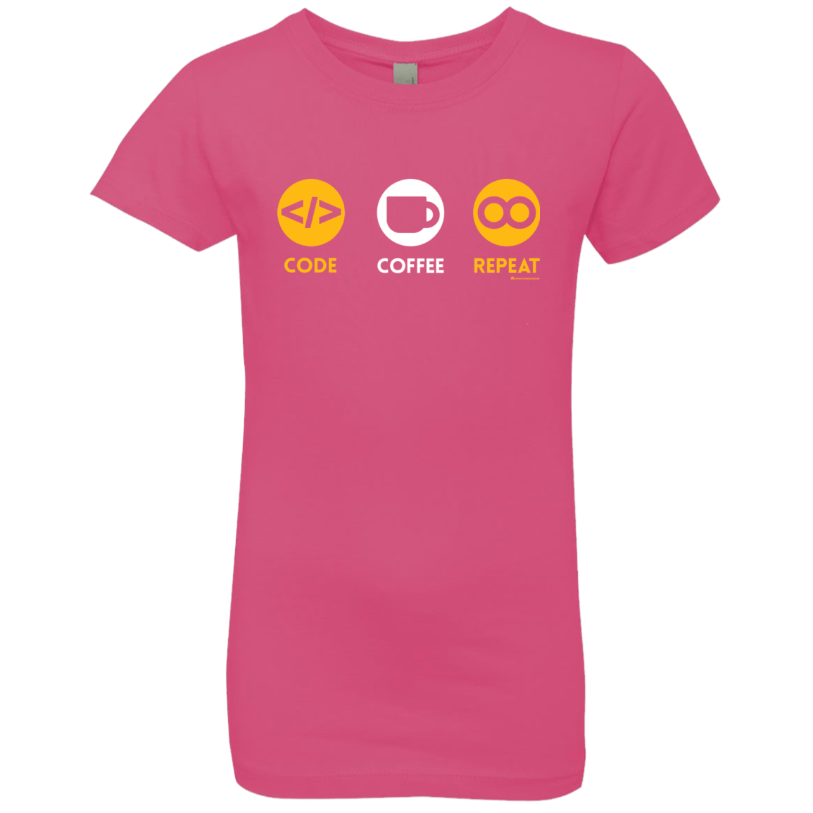 T-Shirts Hot Pink / YXS Code Coffee Repeat Girls Premium T-Shirt