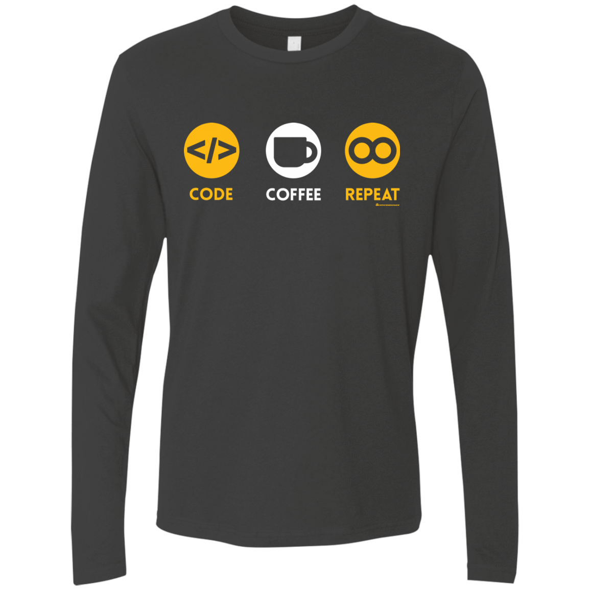 T-Shirts Heavy Metal / Small Code Coffee Repeat Men's Premium Long Sleeve