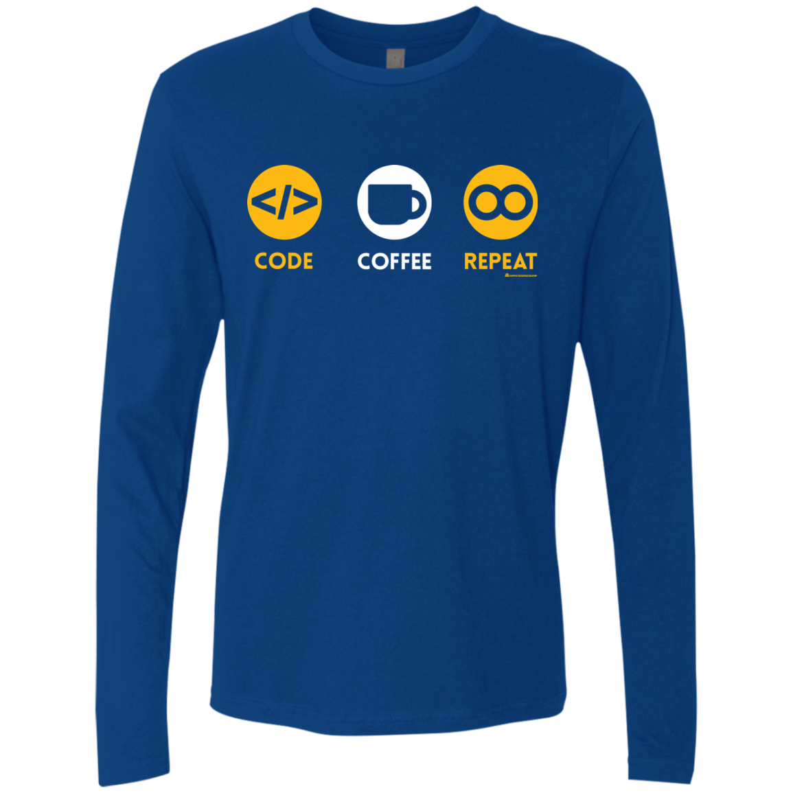 T-Shirts Royal / Small Code Coffee Repeat Men's Premium Long Sleeve