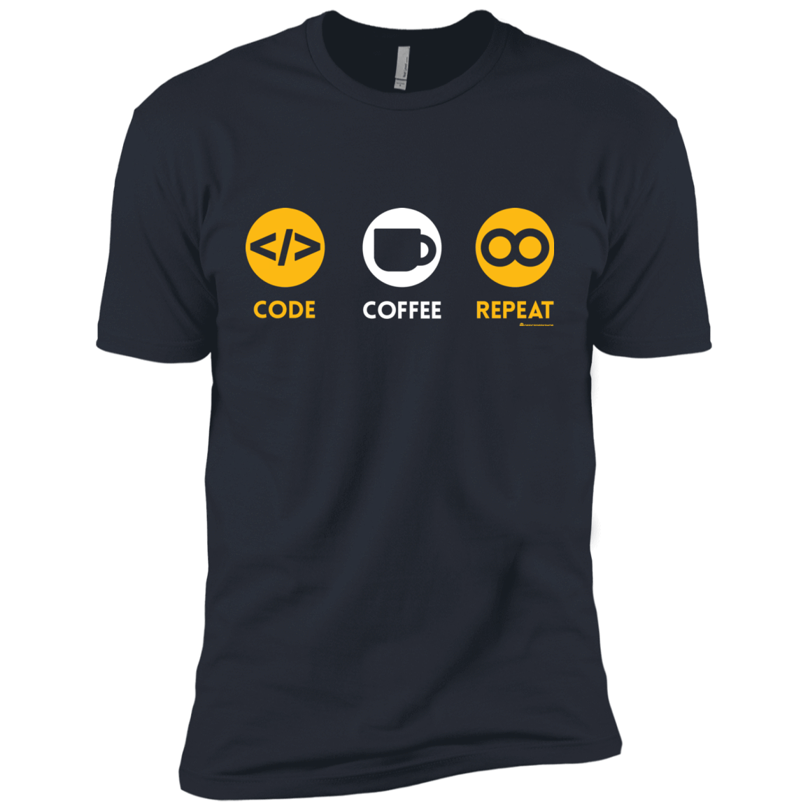 T-Shirts Indigo / X-Small Code Coffee Repeat Men's Premium T-Shirt