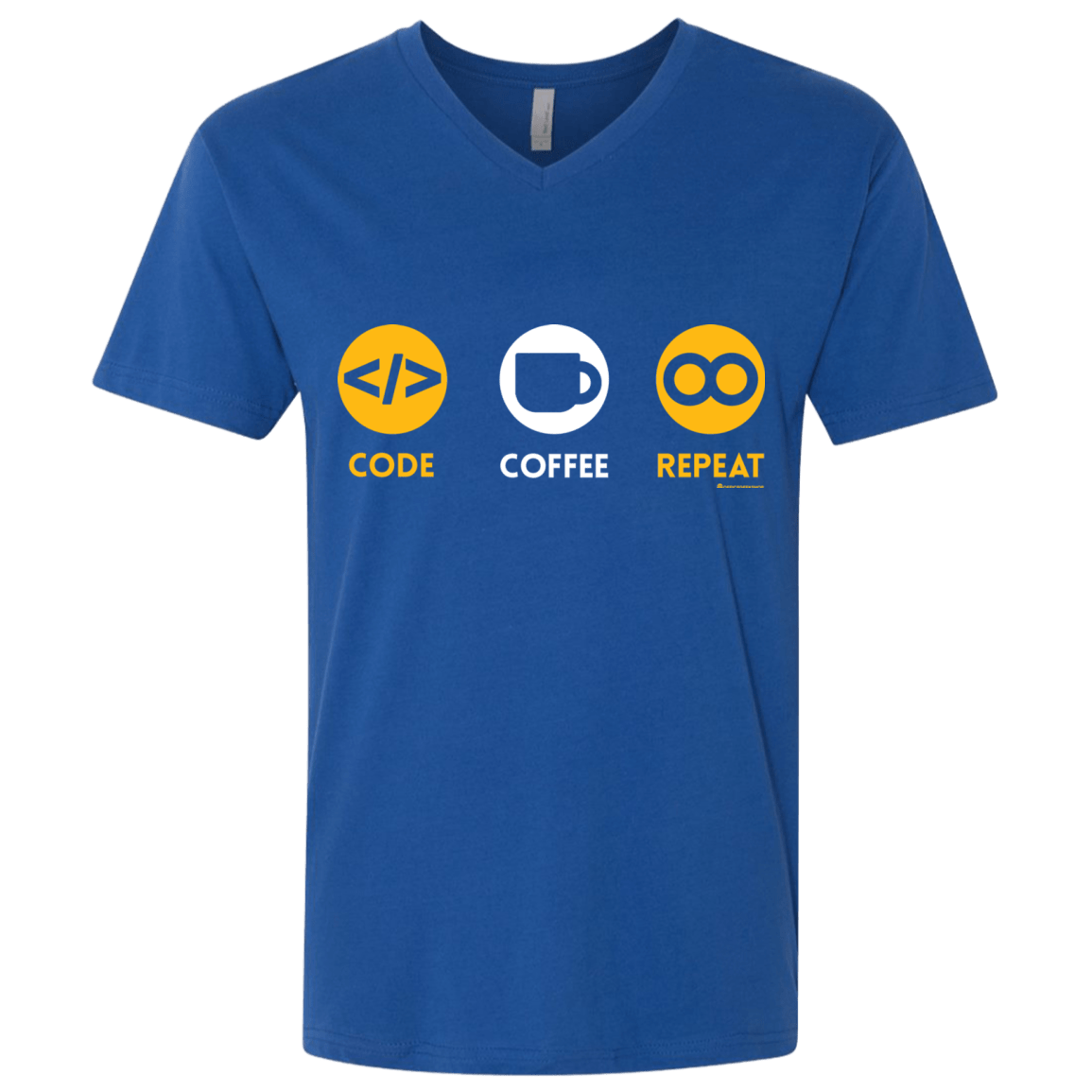 T-Shirts Royal / X-Small Code Coffee Repeat Men's Premium V-Neck