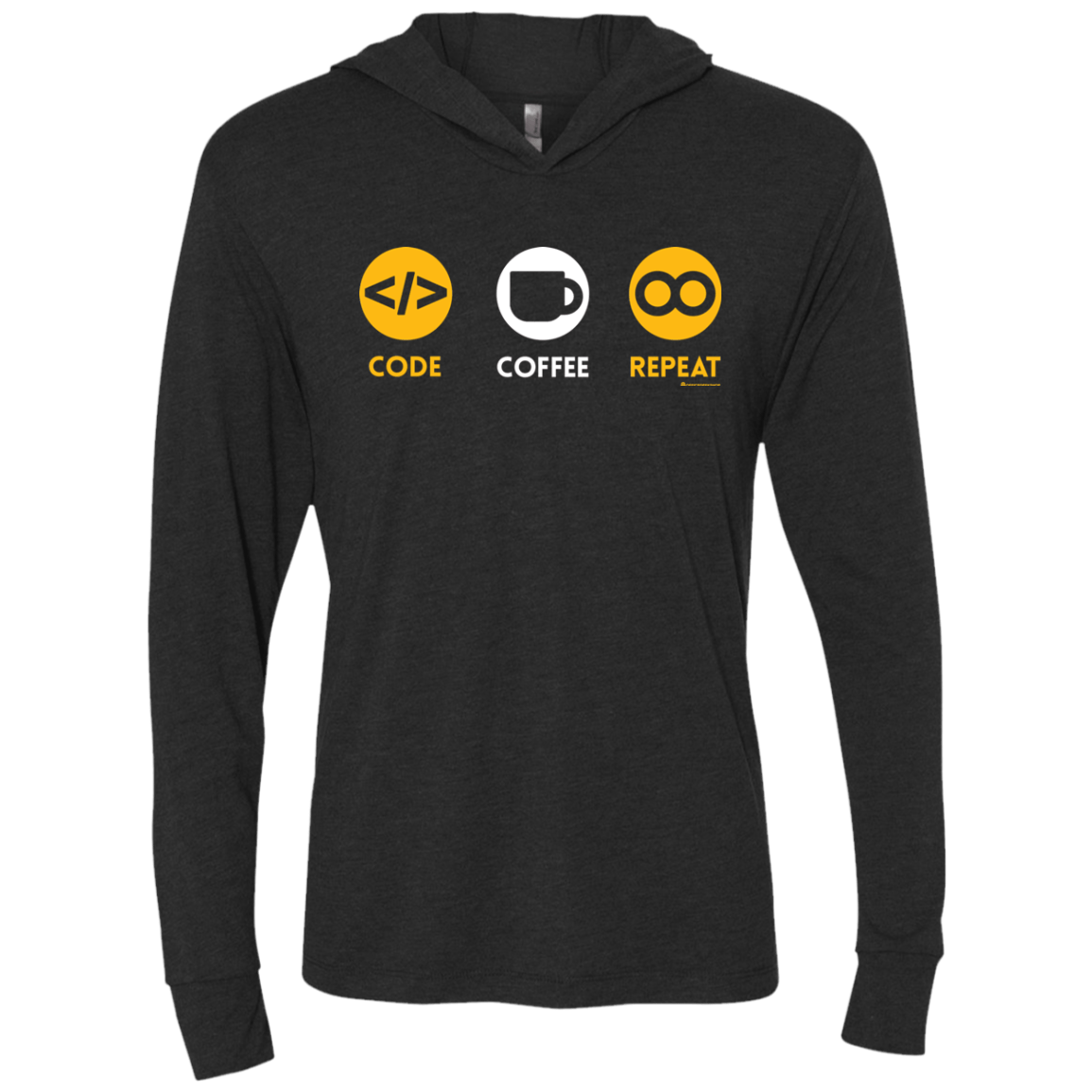 T-Shirts Vintage Black / X-Small Code Coffee Repeat Triblend Long Sleeve Hoodie Tee