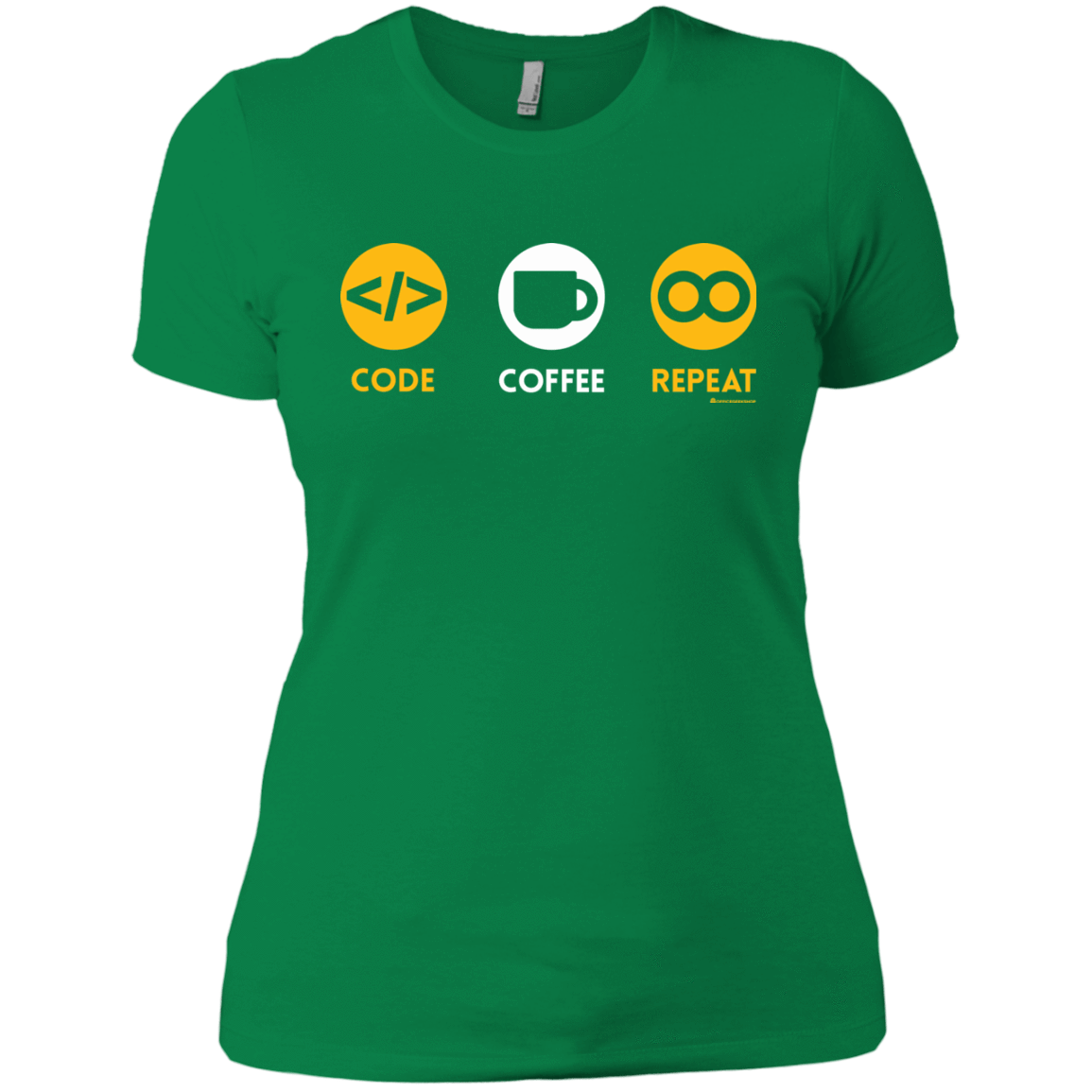T-Shirts Kelly Green / X-Small Code Coffee Repeat Women's Premium T-Shirt