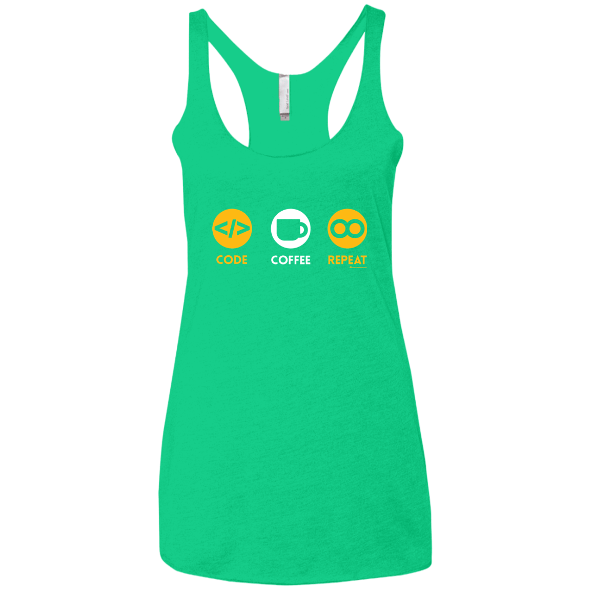 T-Shirts Envy / X-Small Code Coffee Repeat Women's Triblend Racerback Tank