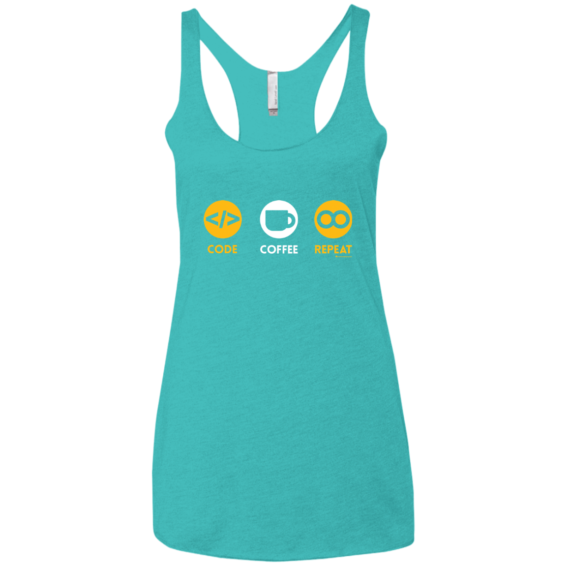 T-Shirts Tahiti Blue / X-Small Code Coffee Repeat Women's Triblend Racerback Tank