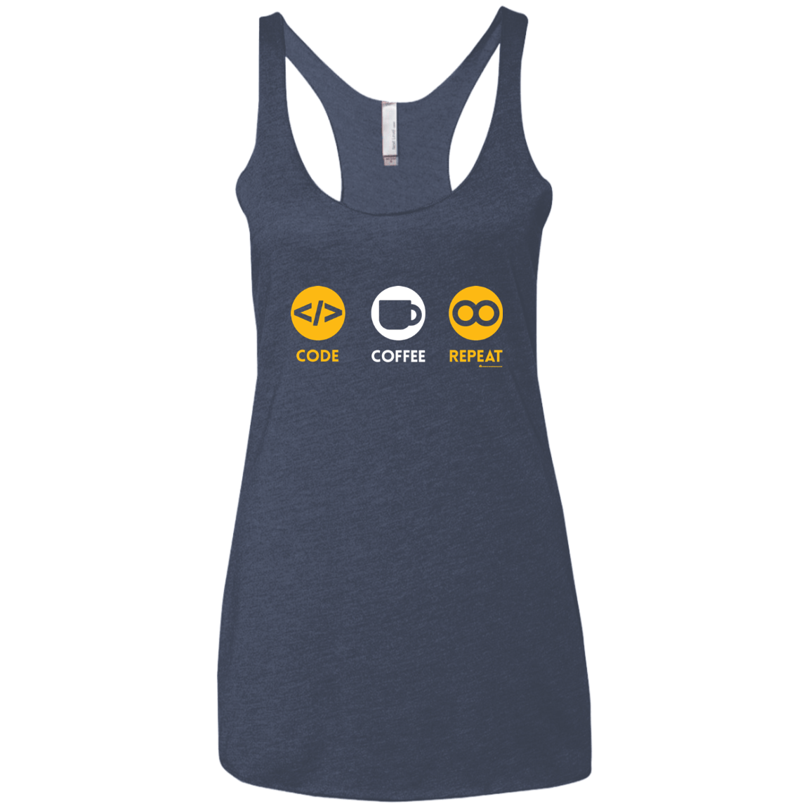 T-Shirts Vintage Navy / X-Small Code Coffee Repeat Women's Triblend Racerback Tank