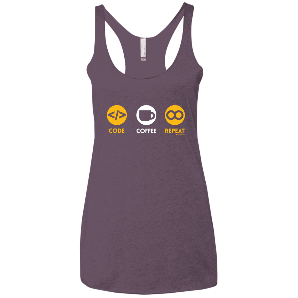 T-Shirts Vintage Purple / X-Small Code Coffee Repeat Women's Triblend Racerback Tank