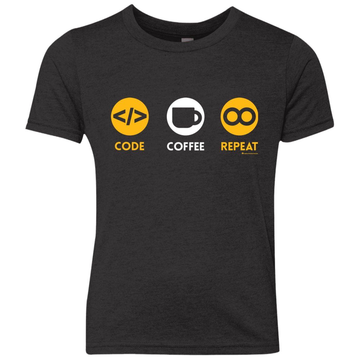 T-Shirts Vintage Black / YXS Code Coffee Repeat Youth Triblend T-Shirt