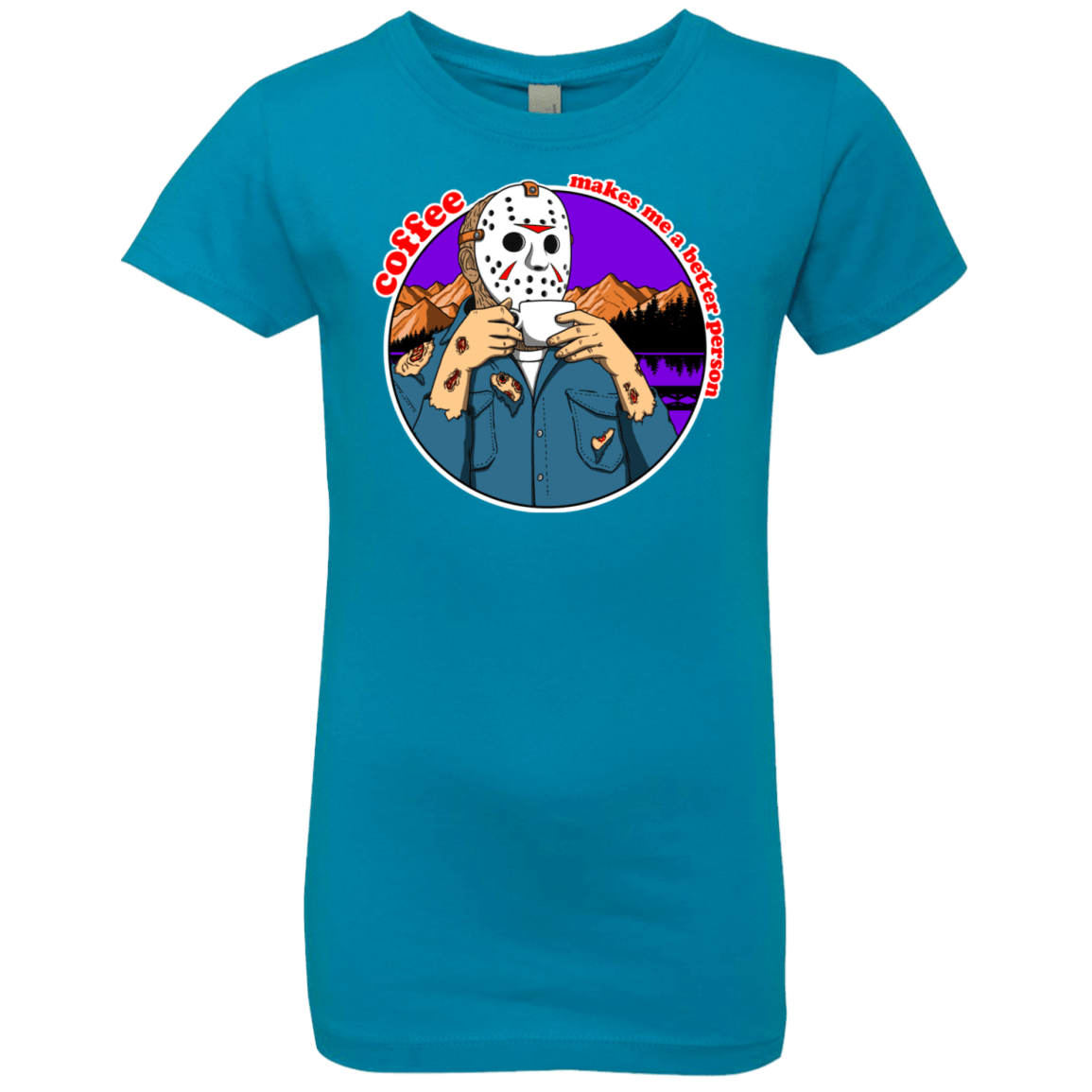 T-Shirts Turquoise / YXS Coffee Makes Me Better Girls Premium T-Shirt