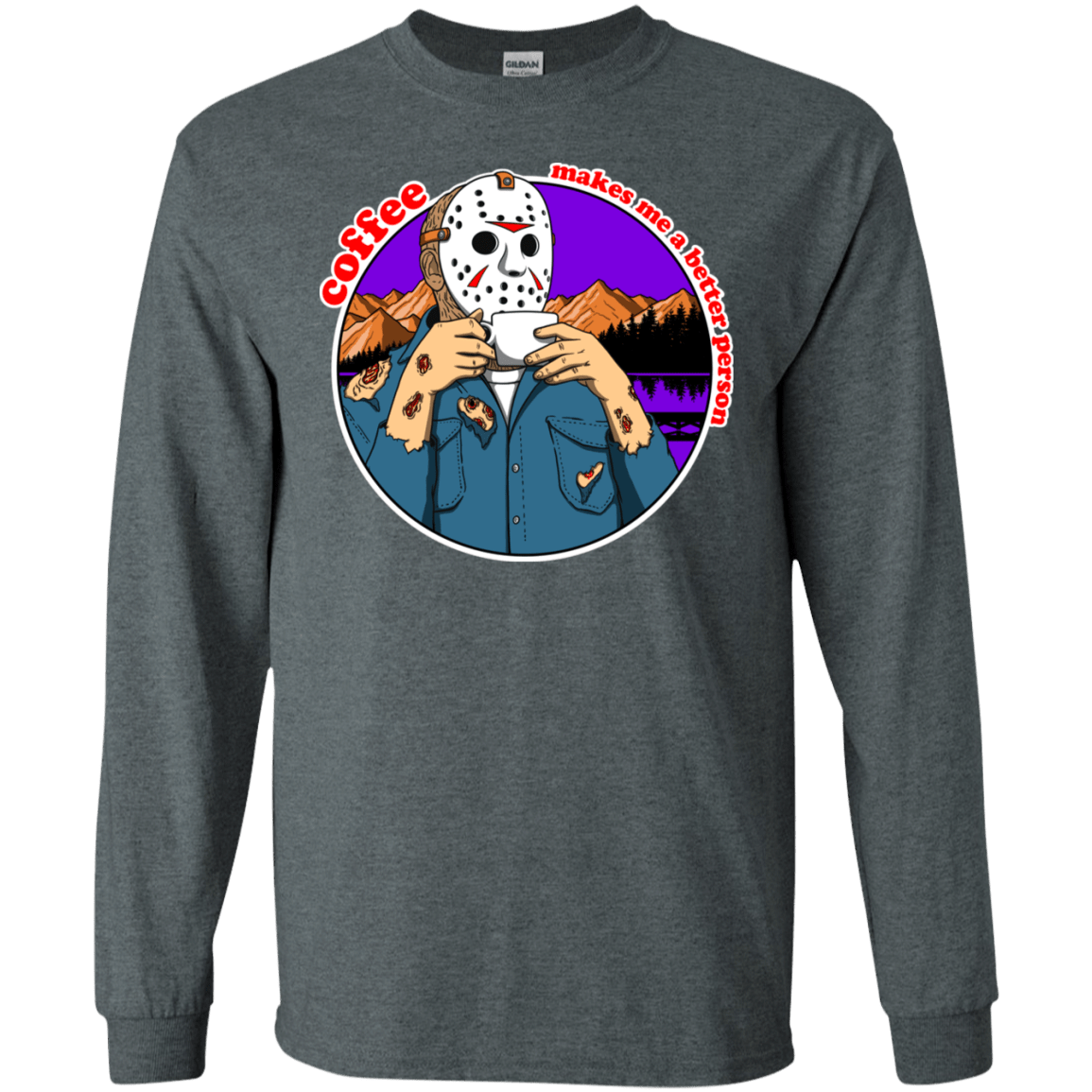 T-Shirts Dark Heather / S Coffee Makes Me Better Men's Long Sleeve T-Shirt