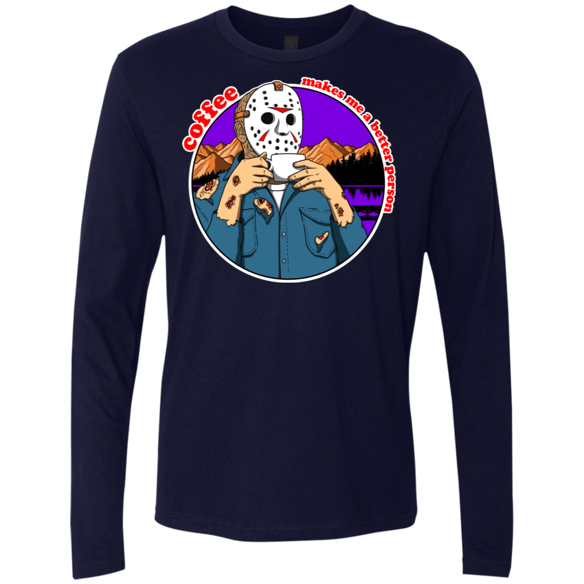 T-Shirts Midnight Navy / S Coffee Makes Me Better Men's Premium Long Sleeve
