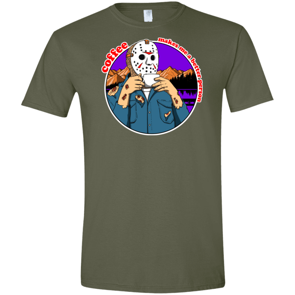 T-Shirts Military Green / S Coffee Makes Me Better Men's Semi-Fitted Softstyle