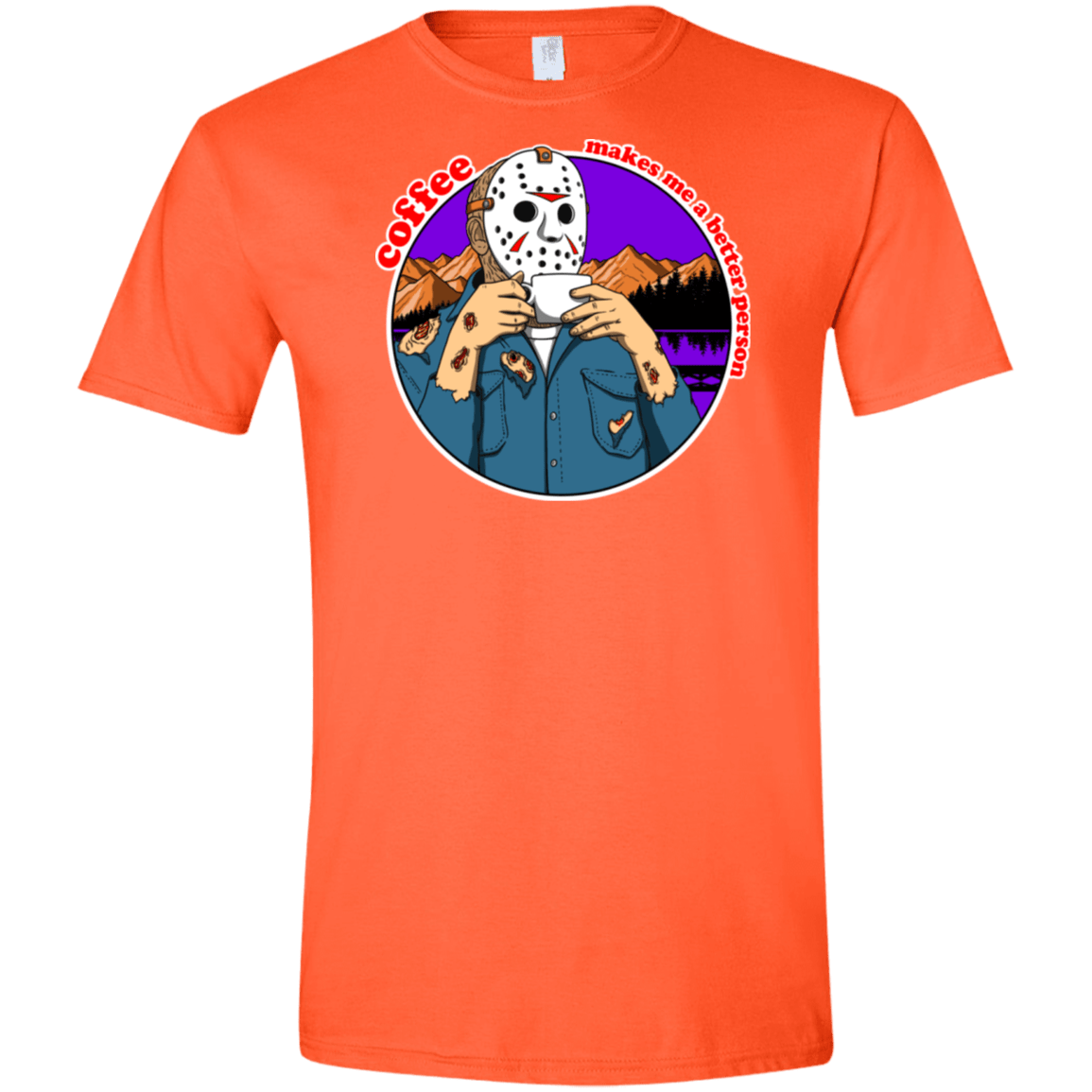 T-Shirts Orange / S Coffee Makes Me Better Men's Semi-Fitted Softstyle