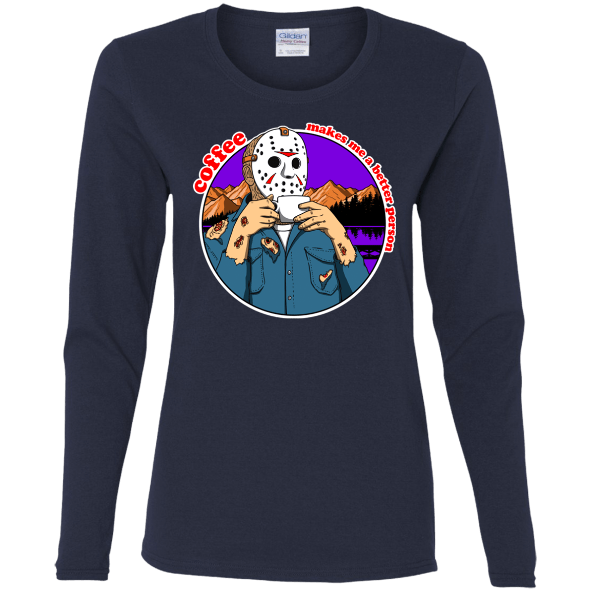 T-Shirts Navy / S Coffee Makes Me Better Women's Long Sleeve T-Shirt