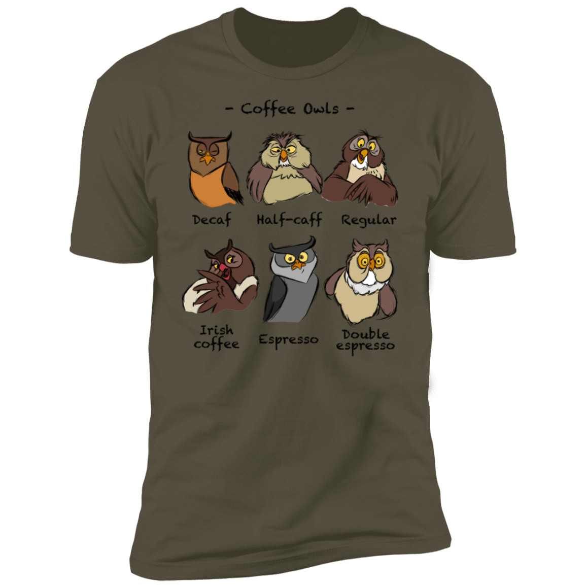 T-Shirts Military Green / S Coffee Owls Men's Premium T-Shirt