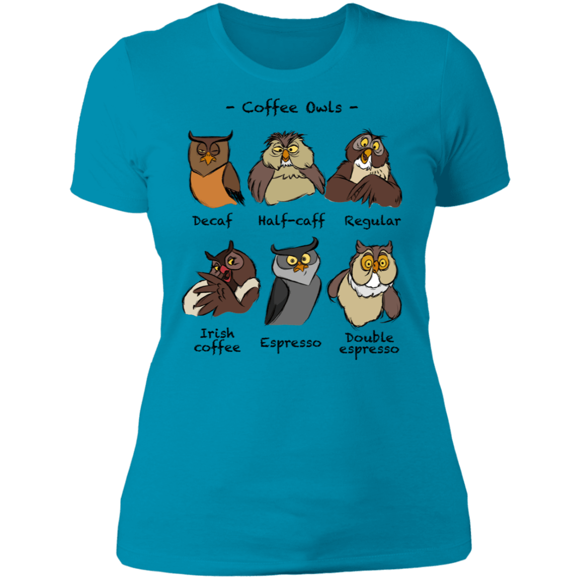 T-Shirts Turquoise / S Coffee Owls Women's Premium T-Shirt