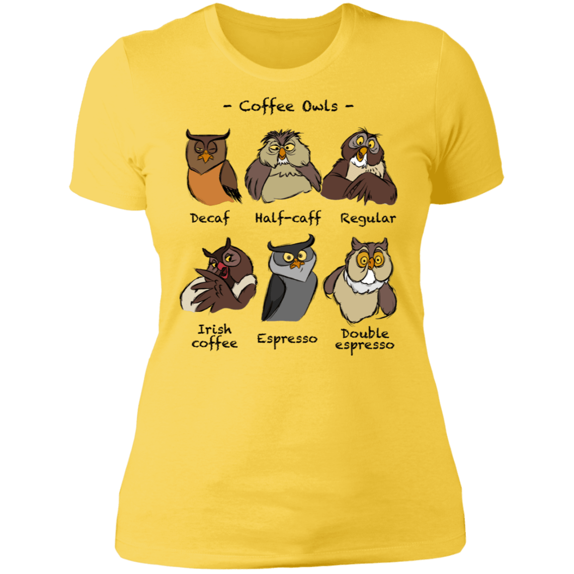 T-Shirts Vibrant Yellow / S Coffee Owls Women's Premium T-Shirt