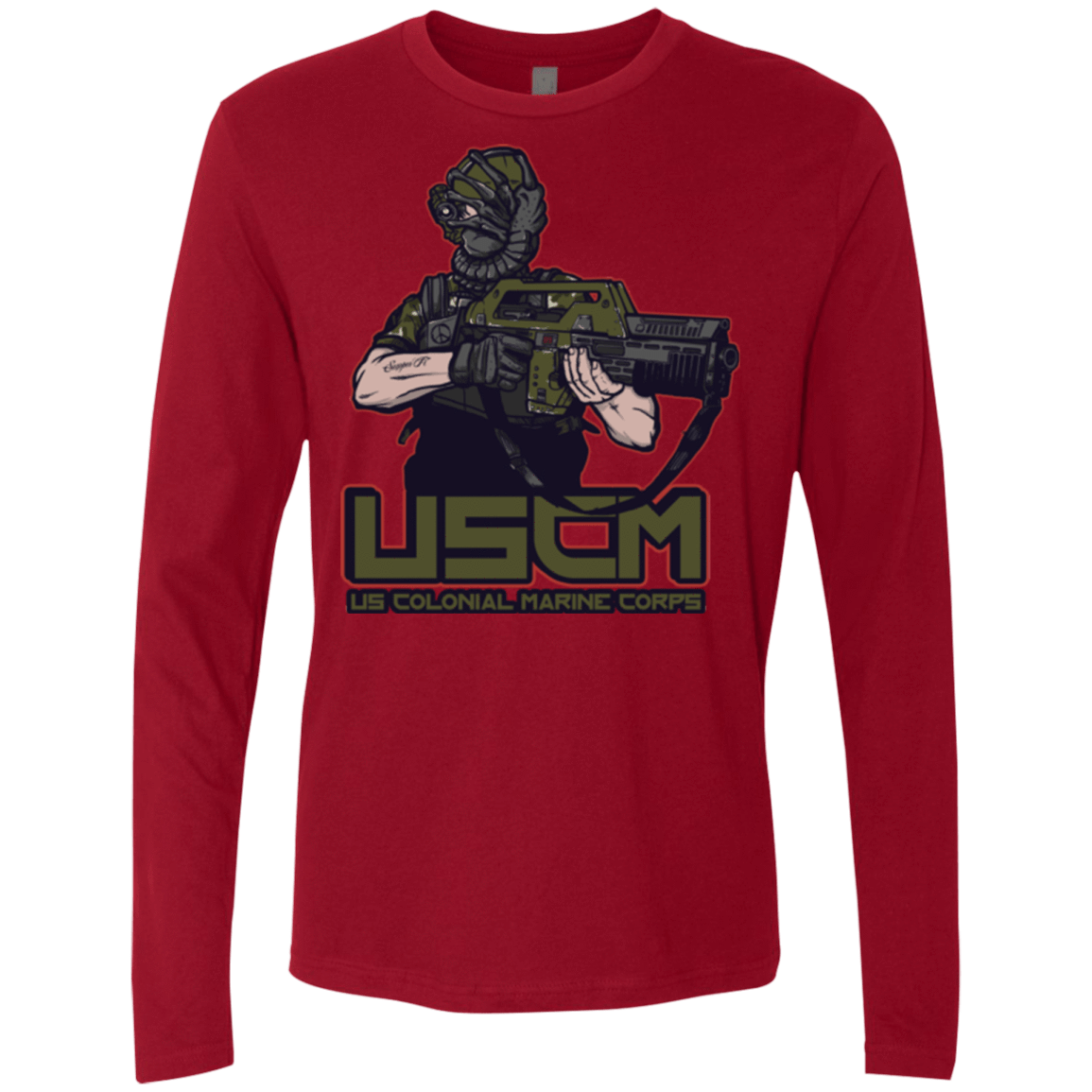 T-Shirts Cardinal / Small Colonial Facehugger Men's Premium Long Sleeve