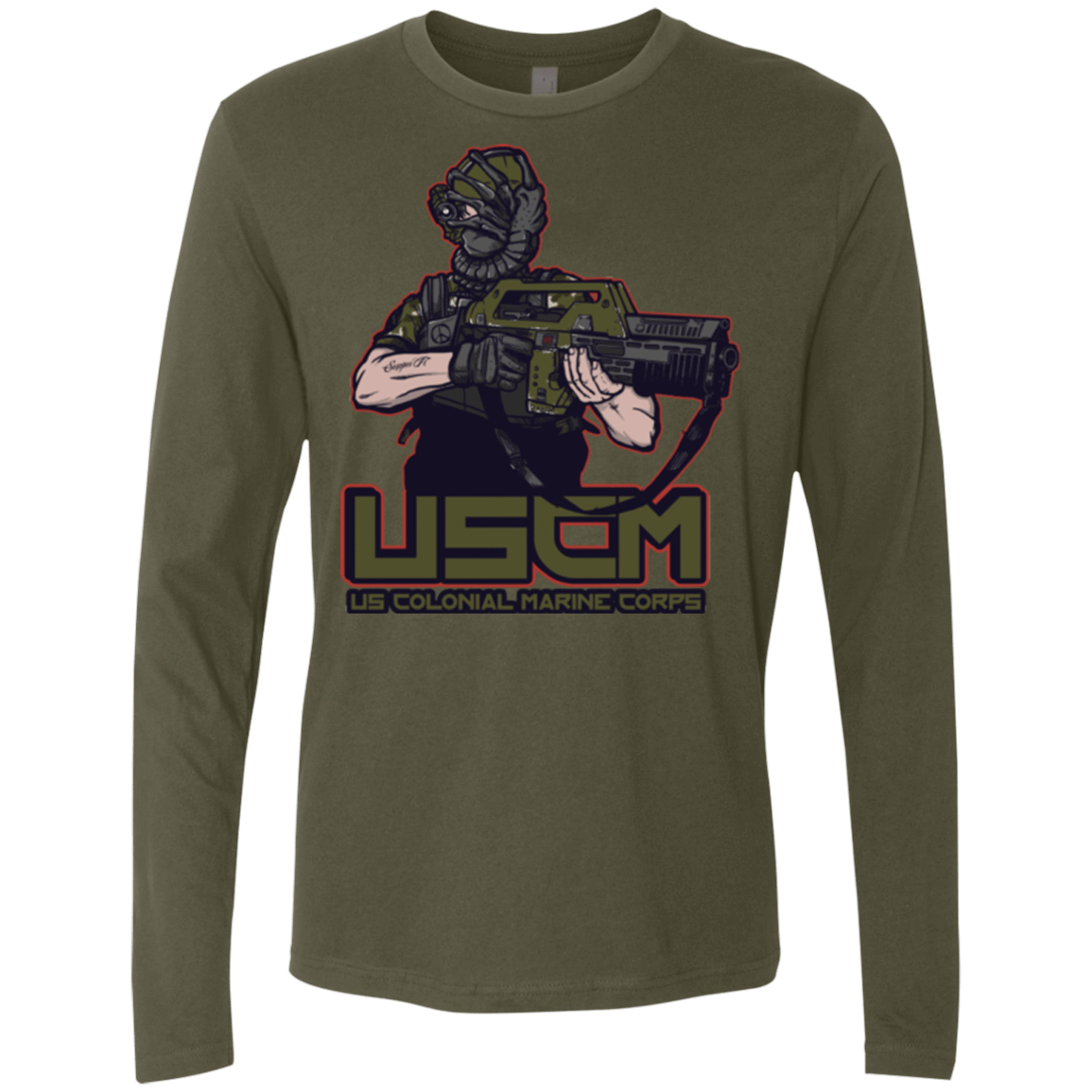 T-Shirts Military Green / Small Colonial Facehugger Men's Premium Long Sleeve