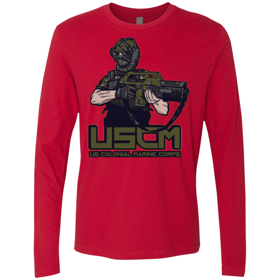 T-Shirts Red / Small Colonial Facehugger Men's Premium Long Sleeve