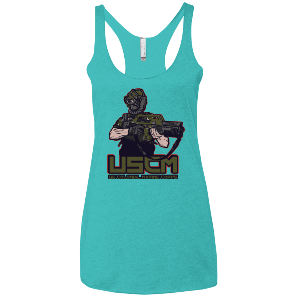 T-Shirts Tahiti Blue / X-Small Colonial Facehugger Women's Triblend Racerback Tank