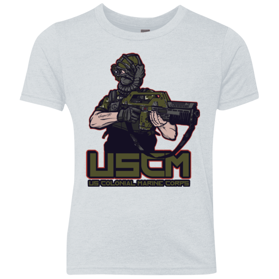 T-Shirts Heather White / YXS Colonial Facehugger Youth Triblend T-Shirt