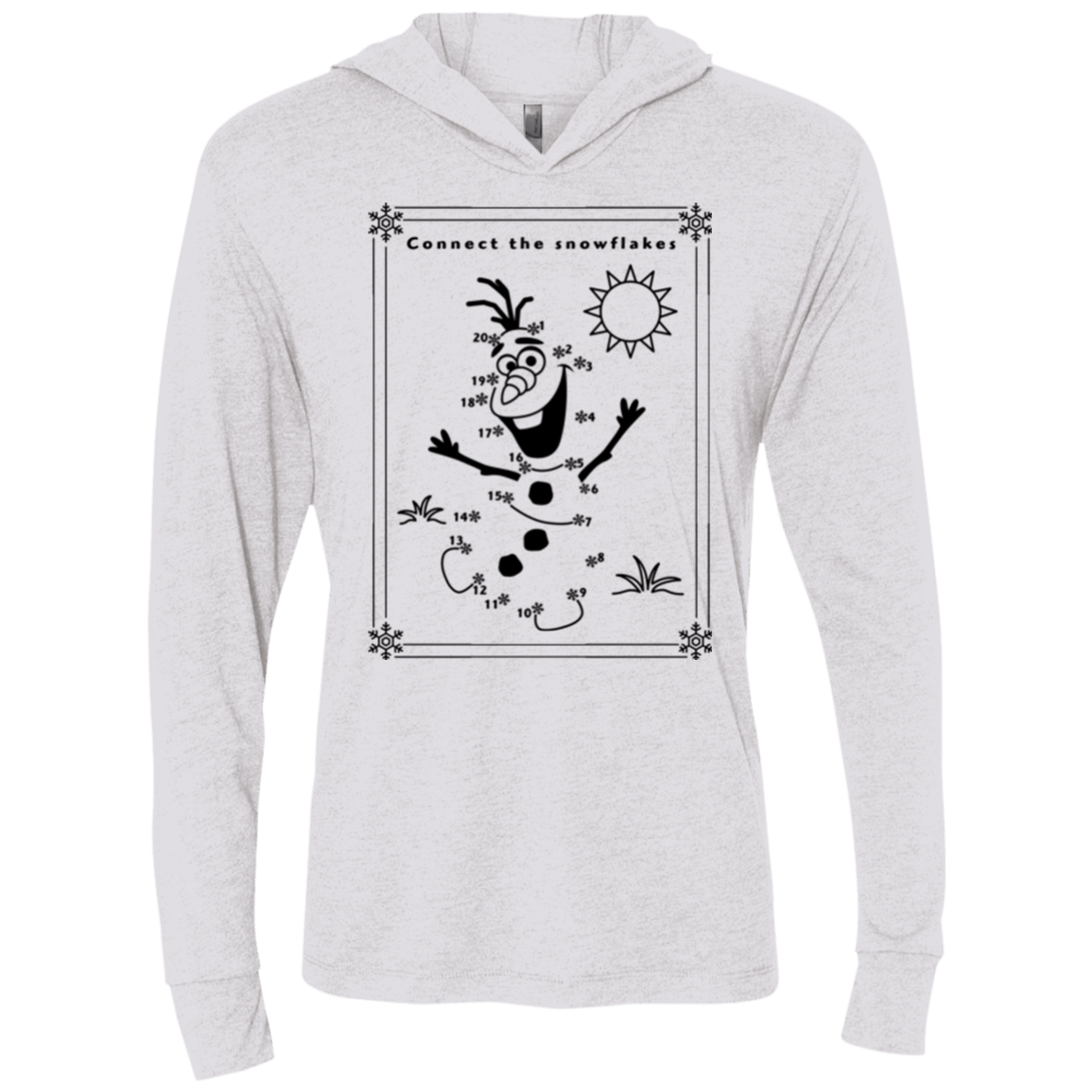T-Shirts Heather White / X-Small Connect the snowflakes Triblend Long Sleeve Hoodie Tee