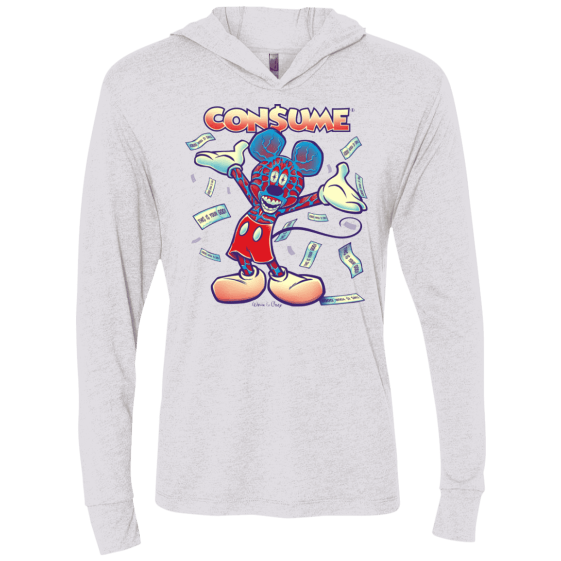 T-Shirts Heather White / X-Small CONSUME 1 Triblend Long Sleeve Hoodie Tee