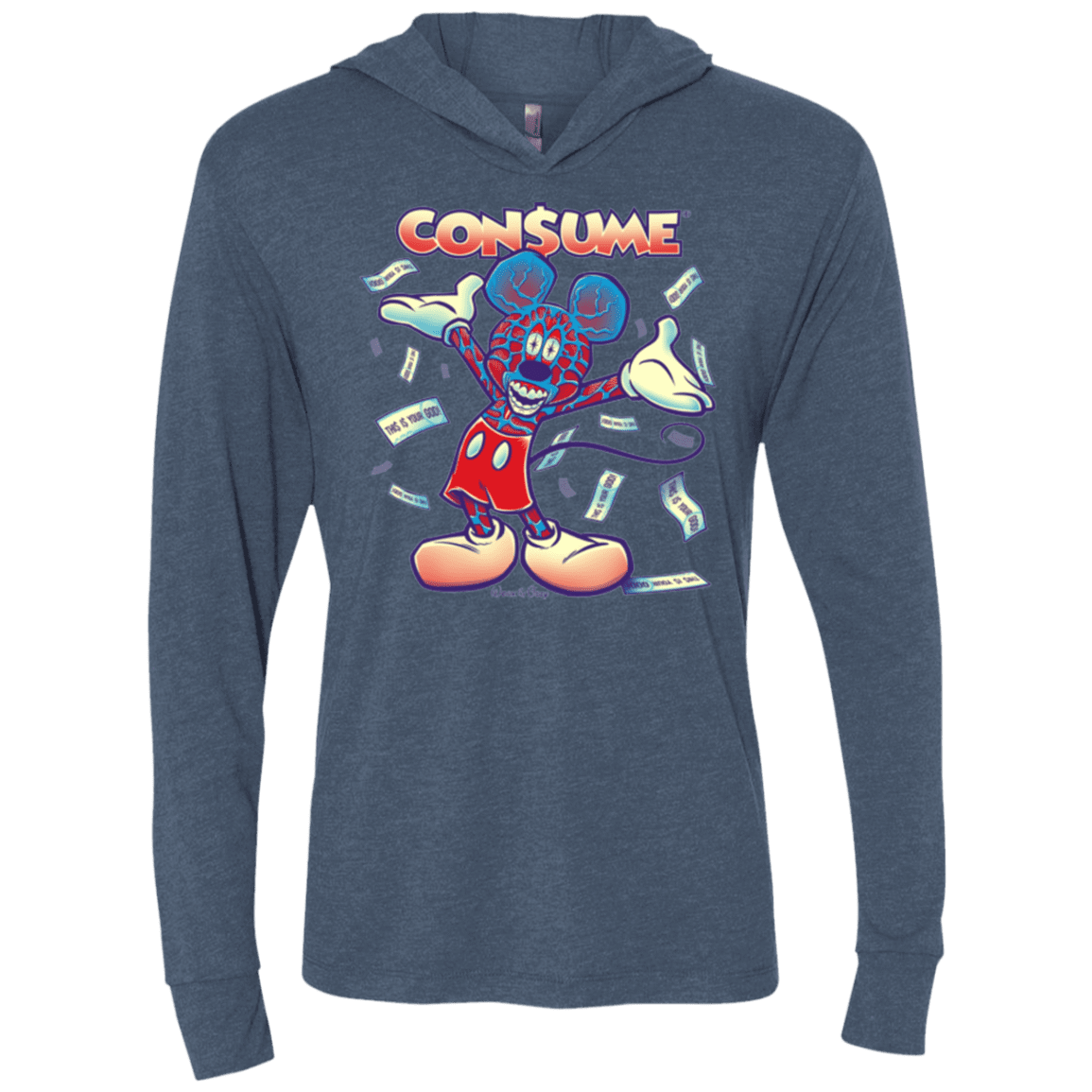 T-Shirts Indigo / X-Small CONSUME 1 Triblend Long Sleeve Hoodie Tee