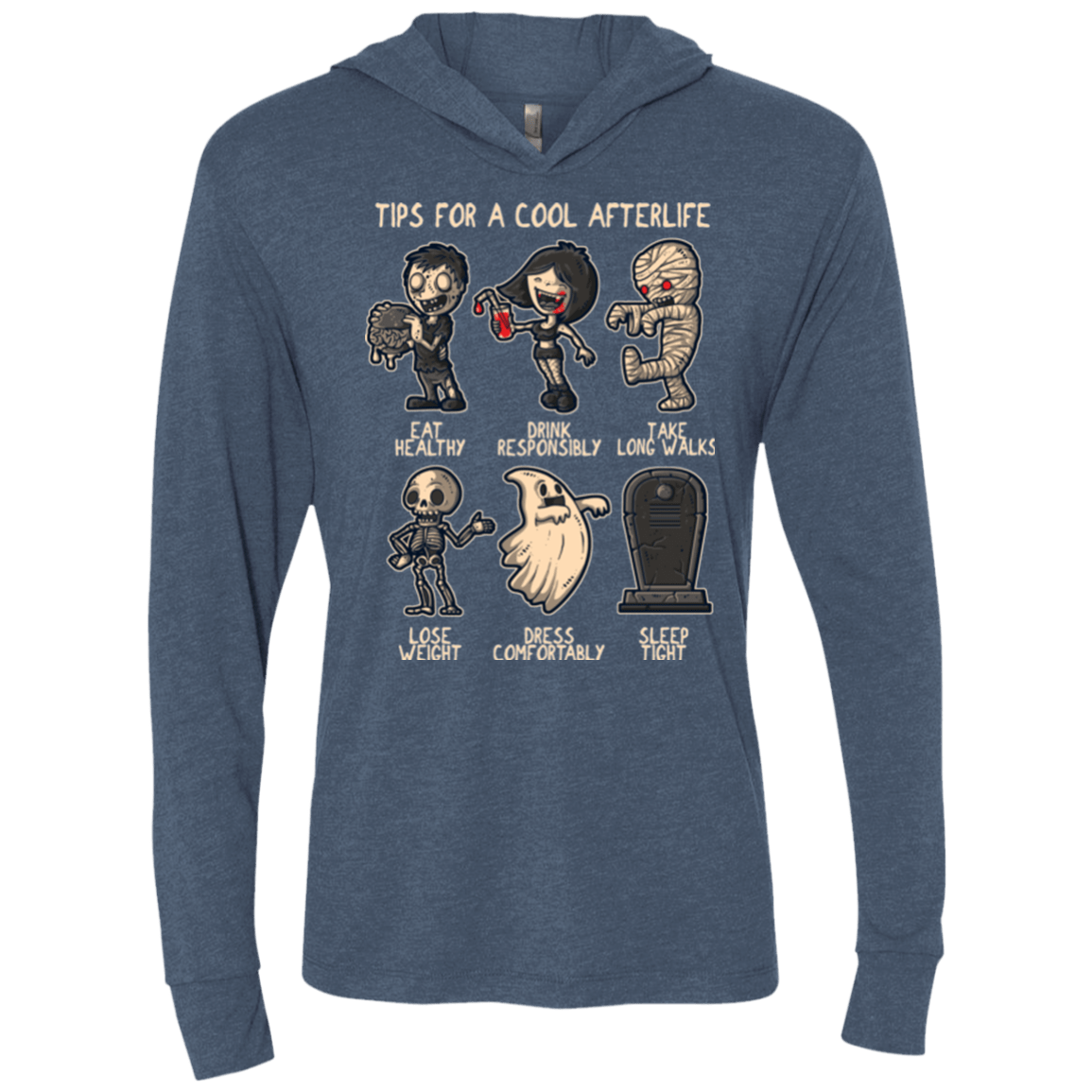 T-Shirts Indigo / X-Small Cool Afterlife Triblend Long Sleeve Hoodie Tee