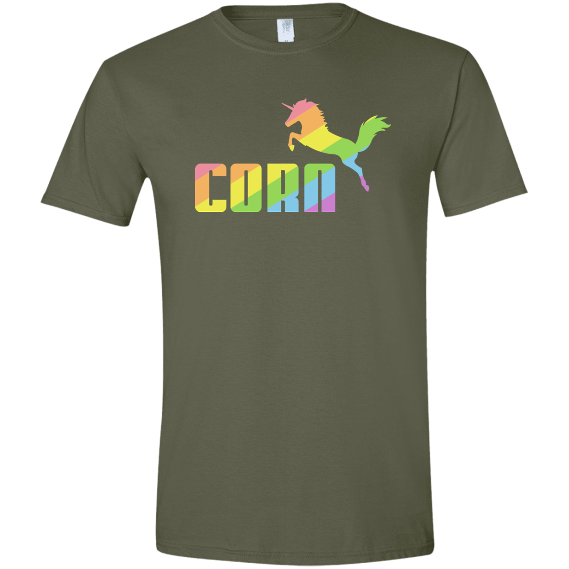 T-Shirts Military Green / S Corn Men's Semi-Fitted Softstyle